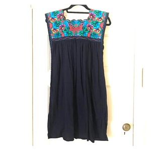 Boho Authentic Hand Embroidered Mexican Dress